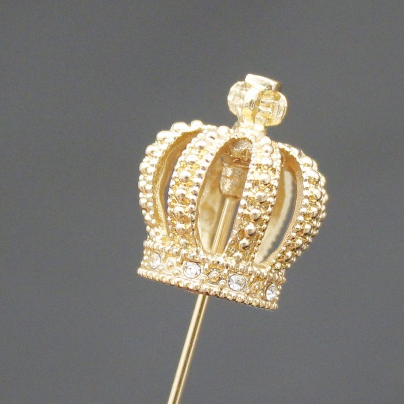 RechicGu Golden Royal Queen Crown Tiara Cross Faux Pearl Lapel Stick Pin Tie Hat Scarf Badge Brooch - Image 2